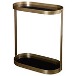 Uttermost - Uttermost Adia Antique Gold Accent table - Uttermost's Accent Furniture Combines Premium Quality Materials With Unique High-style Design.With The Advanced Product Engineering And Packaging Reinforcement, Uttermost Maintains Some Of The Lowest Damage Rates In The Industry.  Each Product Is Designed, Manufactured And Packaged With Shipping In Mind. Simple Lines With Versatile Styling, This Thick Stainless Steel Accent Table Is Finished In Antique Gold, Featuring Black Glass Inlaid Shelves.