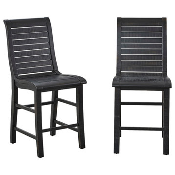 Willow Dining Counter Chair, 2-Piece Set, Distressed Black