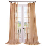 Half Price Drapes - Cleopatra Gold Embroidered Sheer Curtain Single Panel, 50"x84" - HPD has redefined the construction of sheer curtains and panels. Our Embroidered Sheer Collection are unmatched in their quality. Each panel creates a beautiful diffusion of light. As a general rule, for proper fullness panels should measure 2-3 times the width of your window/opening.