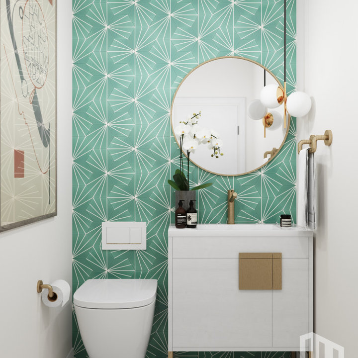 75 Beautiful Cloakroom with Green Tiles Ideas and Designs - August 2023 ...