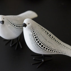 Debossed Dotted Standing Bird &ndash; White - Home Decor