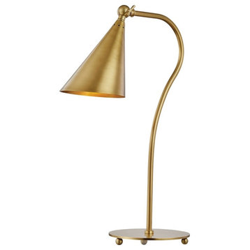Lupe 1-Light Table Lamp, Aged Brass