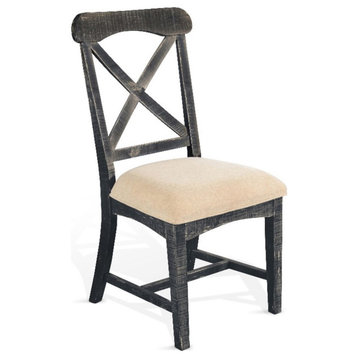 Sunny Designs Marina 40" Mahogany Wood Dining Chairs with Cushion Seat in Black