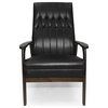 Xanthe Accent Chair, Matte Black and Walnut