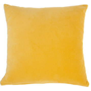16"x16" Nourison Solid Velvet Throw Pillow, Yellow