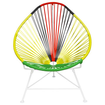 Multicolor Indoor/Outdoor Handmade Acapulco Chair, Africa Weave, White Frame