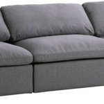 Meridian Furniture - Serene Linen Textured Fabric Deluxe Comfort 3-Piece Modular Sofa, Gray - There's lots to love about the Serene linen textured deluxe cloud-like comfort modular collection, and this piece is not an exception. The soft Gray linen textured fabric is cozy and sleek to the touch while the overstuffed down/feather cushions provide gentle support so you can relax and unwind like a VIP. Customize your seating with this modular set by adding the pieces you like most. Latches under each piece make it easy to snap them into position for a look that's modern yet welcoming.