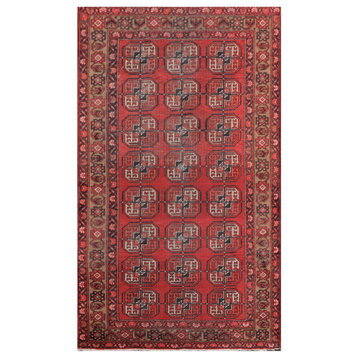 3'9''x6'8'' Hand Knotted Wool Zanjan Oriental Area Rug Red, Tan