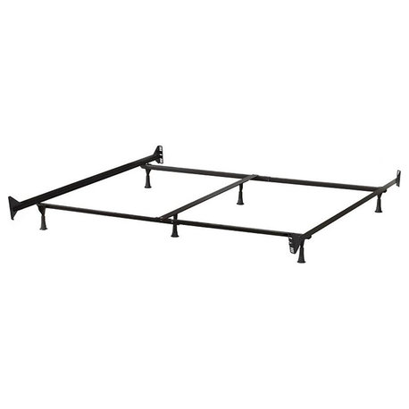 Bowery Hill 78"x83.5" Metal 6 Leg Queen and King Bed Frame in Black