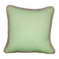 Xia Home Fashions - Square Jute Trimmed Pillow, Green - Decorative Pillows
