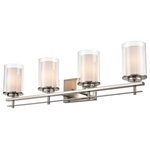 Millennium Lighting - Millennium 4-Light Wall Sconce in Brushed Nickel - This 4-light wall sconce from Millennium Lighting comes in a brushed nickel finish. It measures 31" wide x 8.75" high. This light uses four standard bulbs up to 100 watts each. This light includes a 11 year limited manufacture's warranty.Damp rated: Light can be used in humid environments like bathrooms or covered outdoor areas.  This light requires 4 , 400W Watt Bulbs (Not Included) UL Certified.