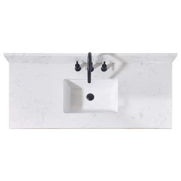 Trento Engineered Stone Vanity Top, Aosta White With White Sink, 49"