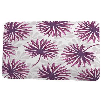 Tropical Resort Spike and Stamp Floral Print Bath Mat, Purple, 17"x24"
