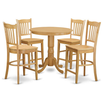5 Pc Counter Height Pub Set - Kitchen Table And 4 Bar Stools