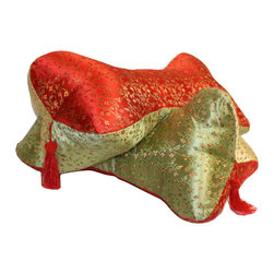 Pair Chinese Oriental Mix Color Triangle Ribbon Shape Fabric Pillow Cushions - Decorative Pillows