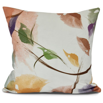 Windy, Floral Print Pillow, Orange, 18" x 18"