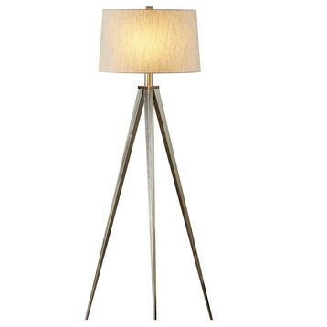 Artiva USA Hollywood 63" LED Tripod Floor Lamp With Dimmer, Satin Nickel