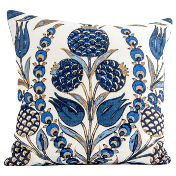 Corneila floral pillow cover, Thibaut fabric, lumbar pillow cover, 22x22