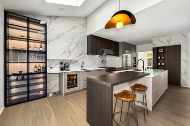 Example of a trendy kitchen design in Seattle