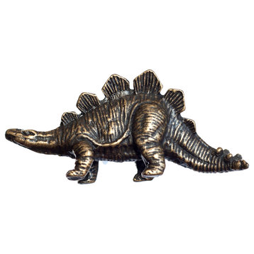 Stegosaurus Dinosaur Knob, D7, Antique Brass