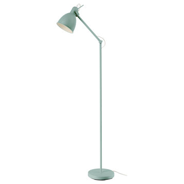 Priddy 1-Light Floor Lamp, Green Finish, Green Metal Shade