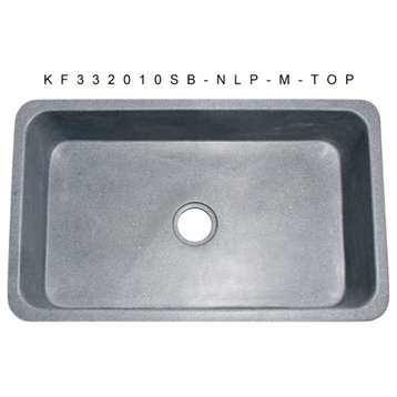 33" Farmhouse Kitchen Sink, Single Bowl, Reversible, Mercury Granite, Gray