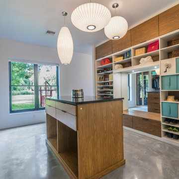 Contemporary Wood Walk-In Closet