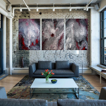 "Into The Gray" Triptych Acrylic On Canvas