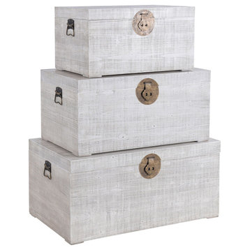 Dann Foley Lifestyle Nested Trunk Tables Set of 3 Antique White Finish