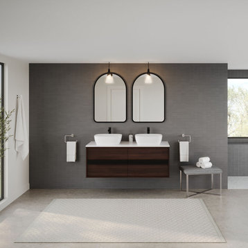 The Hammel Bathroom Vanity, Walnut, 55", Single Sink, Wall Mount