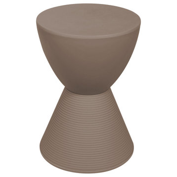 Leisuremod Boyd Modern Plastic Round Side End Table, Taupe