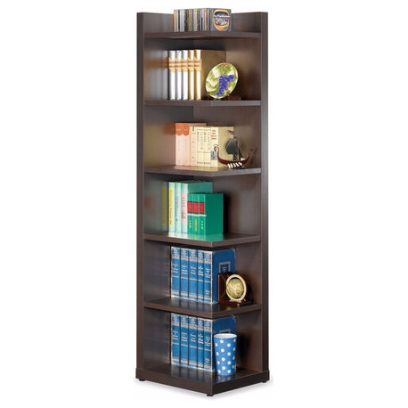Radiant Brown Wooden Corner Bookcase