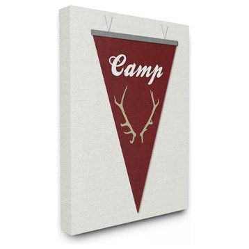 Stupell Ind. Camp Pennant Fabric Collage Red Wall Plaque, 13"x19"