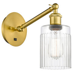 1 Light Wall Mount Cone shaped Adjustable Sconce in White lined with Gold -  Farmhouse - Swing Arm Wall Lamps - by CFC Lighting