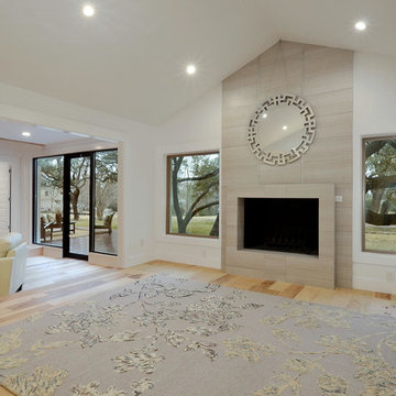 Austin Mid Mod Residence - Wide Plank Hand Scraped Natural Hickory