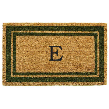 Sage Green Border 18"x30" Monogram Doormat, Letter E
