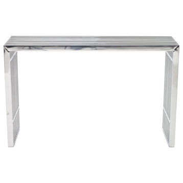 Gridiron Stainless Steel Console Table, Silver