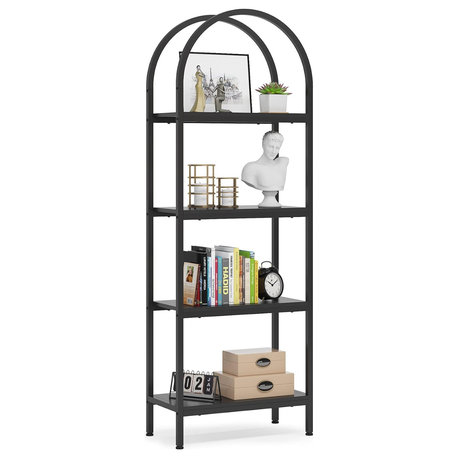 Tribesigns 70.9" 4-tier Modern Wood Open Bookshelf, Black, 2pcs