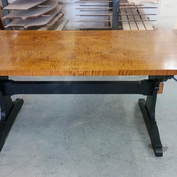 Trestle Table in Tiger Maple with Black Painted Base - Dining Tables