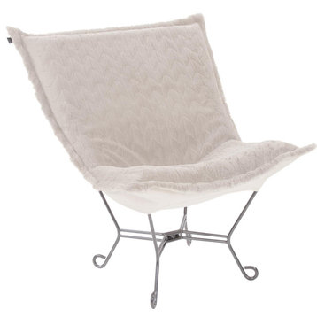 HOWARD ELLIOTT ANGORA Pouf Chair Natural White Polyester High-Pile