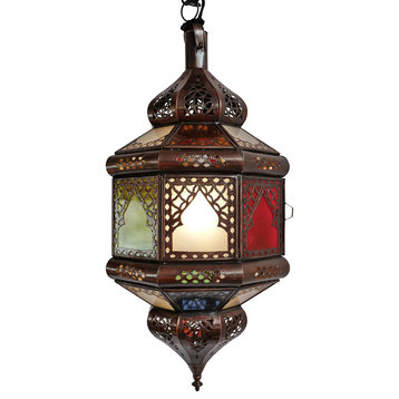 Moroccan Multi Color Glass Lantern