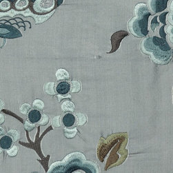 Grey Custom Made Embroidered Dupioni Silk Curtains - Windows And Doors