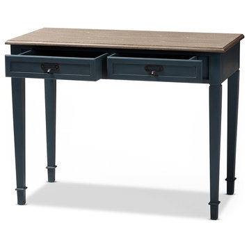 Elegant French Provincial Spruce Blue Accent Writing Desk