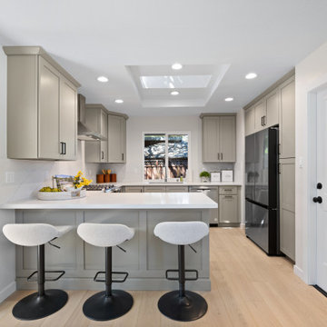 Modern Greige RTA Kitchen Cabinets with Quartz Countertops | The Cabination