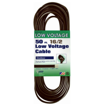 Coleman Cable® 55213142 Low Voltage Circuit Lighting Cable, Black, 16/2, 50'