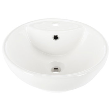 Safavieh Kai Porcelain Ceramic Vitreous Round 20" White Bathroom Vessel Sink