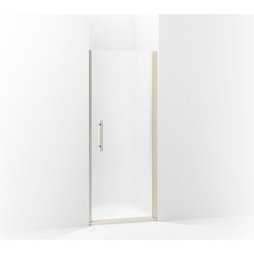Sterling Finesse Peak Frameless Pivot Shower Door with Frosted Glass, Nickel