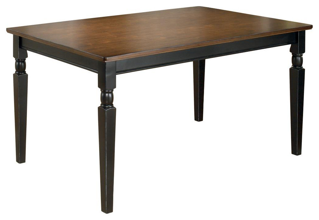 Ashley Furniture Owingsville Panca Da Pranzo Rettangolare, Finitura Bicolore Nero E Marrone, Dimensioni 106x35x45 Cm