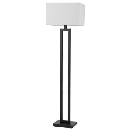 D'Alessio 58" Matte Black Floor Lamp, White Linen Shade
