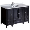 Oxford 48" Traditional Bathroom Cabinet With Top and Sink, Base, Espresso